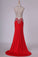 2022 Prom Dresses Scoop Spandex With Beading And Slit Sweep P2ZLEH54