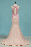 2022 Prom Dresses Scoop See-Through Mermaid Elastic PBRC3LY9