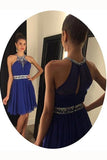 2024 Halter Homecoming Dresses A Line Chiffon With Ruffles PJTPZG59