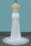2022 Mermaid Scoop Spandex Wedding Dresses With Applique P8D4NK9L