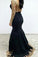 Sexy Black Lace Long Sleeves Long Mermaid Prom Dresses Evening Dresses