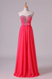 2022 Prom Dresses Sweetheart A Line Chiffon With Ruffles P4MAZKBB