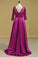 2022 Plus Size V Neck A Line Mother Of The Bride Dresses Satin With Applique & Beads 3/4 Length PDZK3MQL
