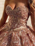 Rosewood Sequins Ball Gown Sweetheart Strapless Quinceanera Dresses with STG20433
