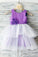 Ball Gown Ivory Scoop Neck Satin Purple Tulle Ankle-length Tiered Child Flower Girl Dresses
