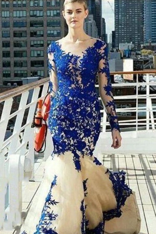 2022 Prom Dresses Mermaid Scoop Long Sleeves Tulle PGS4NLBA