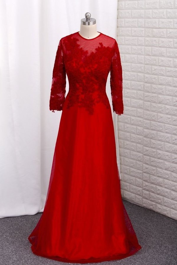 2022 Prom Dresses A Line Scoop 3/4 Length Sleeves PTG8KRP4