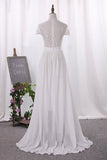 2024 Chiffon Bateau A Line Wedding Dresses With Applique PZ7Y3Q8Y