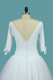 2022 Mid-Length Sleeves Scoop A Line Wedding Dresses Tulle PMTN4R7C