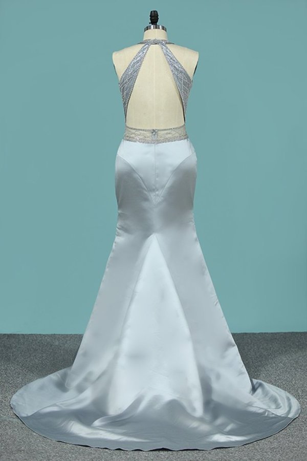2022 Prom Dresses Mermaid Scoop Open Back Beaded PQKG3MQQ