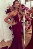 burgundy prom Dress sexy Prom Dress long prom dress backless prom dress evening dress