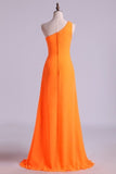 2022 One Shouder Column Evening Dresses Chiffon With Beads With PM69GJRL