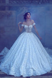 2024 Lace A Line Off The Shoulder Wedding Dresses With Applique P4YCFCCP