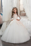 2024 Long Sleeves Flower Girl Dresses Scoop Tulle With Applique PBJL9XCX