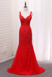 2024 Straps Mermaid Prom Dresses Tulle With P7CHHD1L