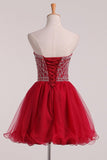2024 A Line Homecoming Dresses Sweetheart Beaded Bodice Tulle Lace PRDH5P7J