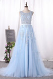 2024 Scoop A Line Prom Dresses Tulle With PHPRPTZR