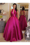 Sexy Plunging V Neckline Satin Ball Gown Evening Dress Backless Prom STGPKGFD3CE