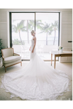 Sexy Appliqued Beach Wedding Dress With Racerback Illusion Neckline Wedding STGPBN4L9Q7