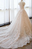 Ball Gown Off The Shoulder Appliques Wedding Dresses Ivory Bridal STGPAQ8752B