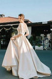 Half Sleeves Lace Modest Long Custom Made Wedding Dresses