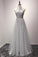 A-line Halter Sequins Tulle Floor Length Prom Dresses Evening Dresses
