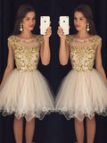 A-Line/Princess Sleeveless Scoop Paillette Tulle Short/Mini Dresses TPP0008339
