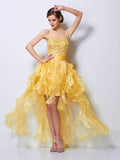 A-Line/Princess Sweetheart Sleeveless Beading High Low Tulle Homecoming Dresses TPP0008853