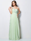 A-Line/Princess One-Shoulder Sleeveless Applique Long Chiffon Dresses TPP0004449