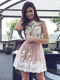 A-Line/Princess Scoop Sleeveless Lace Short/Mini Chiffon Dresses TPP0008443