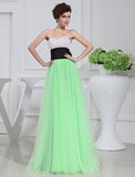A-Line/Princess Beading Sleeveless Satin Tulle Long Dresses TPP0004525