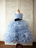 Ball Gown Sleeveless Scoop Ruffles Floor-Length Organza Flower Girl Dresses TPP0007486