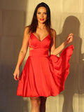 A-Line/Princess Chiffon Ruffles V-neck Sleeveless Short/Mini Homecoming Dresses TPP0004611
