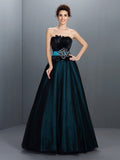 Ball Gown Strapless Feathers/Fur Sleeveless Long Elastic Woven Satin Quinceanera Dresses TPP0004004