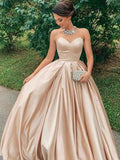 A-Line/Princess Floor-Length Sweetheart Sleeveless Satin Ruffles Dresses TPP0004289