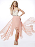 A-Line/Princess Sweetheart Sleeveless Beading High Low Chiffon Dresses TPP0008456