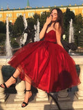 A-Line/Princess Organza Ruffles Sweetheart Sleeveless Tea-Length Homecoming Dresses TPP0003572