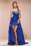 A-Line/Princess Sweetheart Rhinestone Sleeveless High Low Satin Dresses TPP0003832