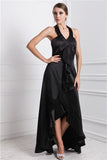 A-Line/Princess Bateau Ruffles Sleeveless High Low Silk like Satin Dresses TPP0004143