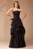 A-Line/Princess Strapless Sleeveless Ruffles Long Taffeta Dresses TPP0009225