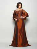 A-Line/Princess Off-the-Shoulder Beading 1/2 Sleeves Long Taffeta Mother of the Bride Dresses TPP0007191