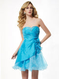 A-Line/Princess Sweetheart Sleeveless Beading Short Taffeta Homecoming Dresses TPP0008915