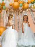 Ball Gown Tulle Lace Straps Sleeveless Floor-Length Flower Girl Dresses TPP0007462