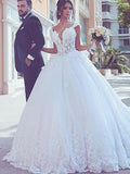 Ball Gown Sweetheart Sleeveless Sweep/Brush Train Lace Tulle Wedding Dresses TPP0006154