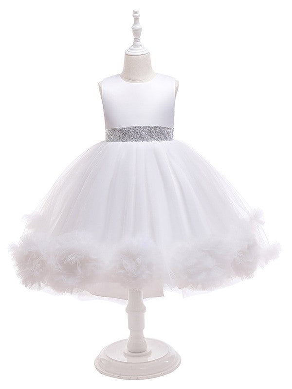 Ball Gown Tulle Ruffles Scoop Sleeveless Tea-Length Flower Girl Dresses TPP0007515