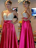 A-Line/Princess Sleeveless Sweetheart Floor-Length Applique Satin Dresses TPP0004319
