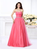 Ball Gown Sweetheart Pleats Sleeveless Long Satin Quinceanera Dresses TPP0004084