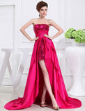 A-Line/Princess High Low Applique Strapless Sleeveless Taffeta Dresses TPP0004328
