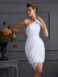 Sheath/Column One-Shoulder Sleeveless Pleats Short Chiffon Homecoming Dresses TPP0008235