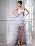 A-Line/Princess Beading Sweetheart Sleeveless High Low Applique Chiffon Cocktail Dresses TPP0008733
